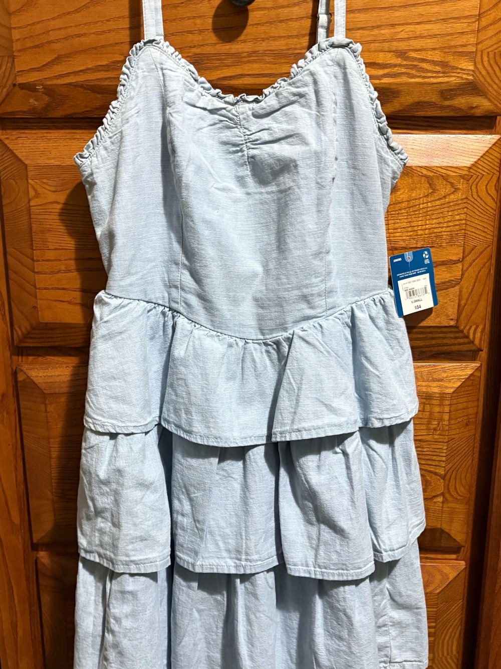 Arizona Jean Company Pale Blue Tiered Midi Dress with Ruffle Straps
